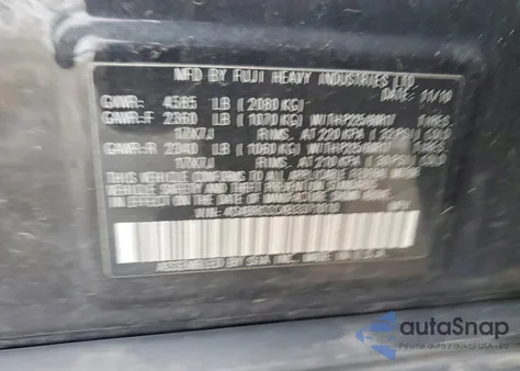 2011 Subaru Outback 2.5I Premium from USA, damaged, VIN 4S4BRCCCXB3371010